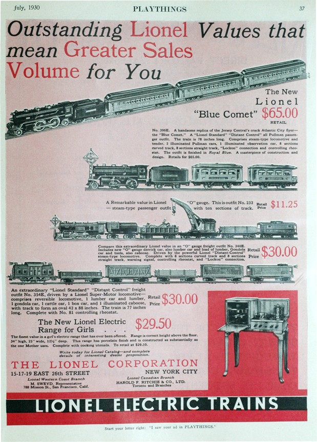 Lionel Train and Range Advertisement, 1930, The Strong, Rochester, New York. 