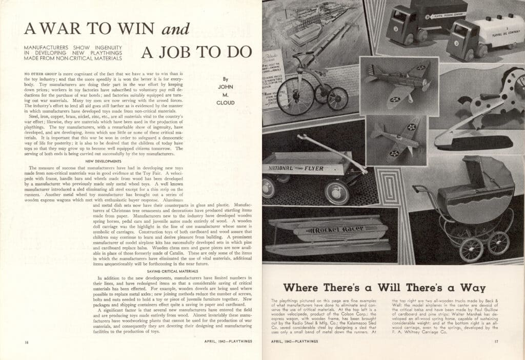 A War to Win and a Job to Do,” Playthings magazine, April 1942, The Strong, Rochester, New York.