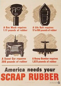 Poster “America Needs Your Scrap Rubber.” War Production Board, 1942. The Strong, Rochester, New York.