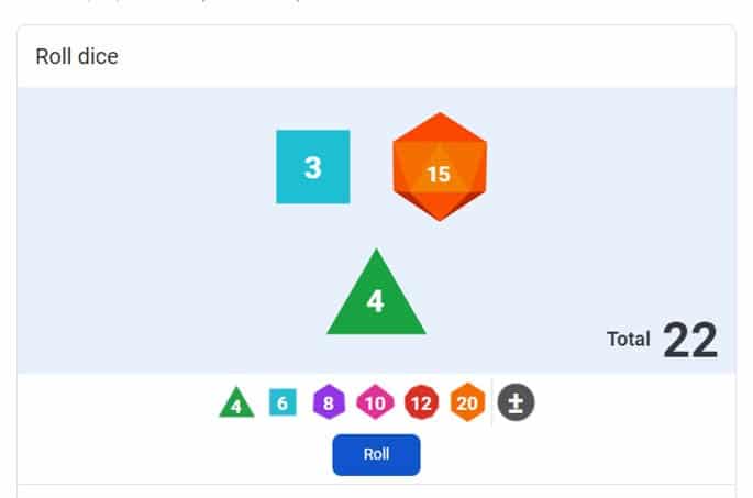 Dice Roller on Google