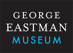 Logo for the George Eastman Museum. A black background with the words 