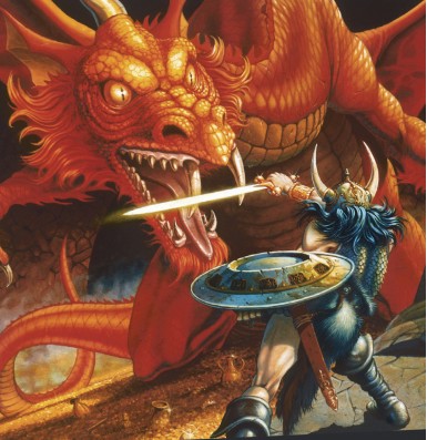 Illustration style artwork of Dungeons and Dragons action scene.