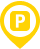 A yellow icon of the parking symbol.