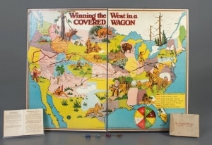 Winning the West in a Covered Wagon board game, Scholastic Publishing Company, 1927, The Strong, Rochester, New York. 