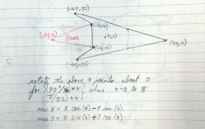 Asteroids ship design sketch