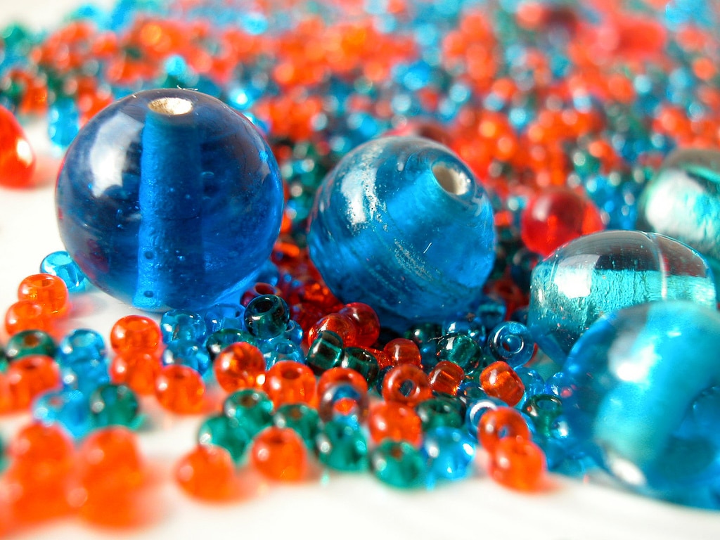 Glass beads. Photo courtesy Flickr user swirlingthoughts through Creative Commons license CC BY-NC 2.0.