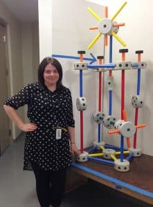 Bethany with a constructed Tinkertoy windmill, The Strong, Rochester, New York