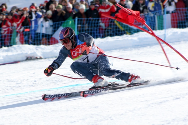 Bode Miller skiing at the 2006 Olympics. Photo by Thomas Grollier, courtesy of Wikimedia Commons.