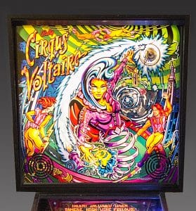 Cirqus Voltaire pinball backglass, 1997, Courtesy of The Strong, Rochester, New York