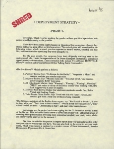 “Deployment Strategy,” 1993, Barbie Liberation Organization collection
