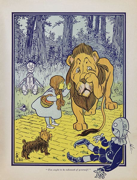 Dorothy Meets the Cowardly Lion, The Wonderful Wizard of Oz, First Edition, 1900, Courtesy of Public Domain