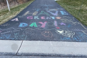 Driveway chalk drawings and messages, 2020. Courtesy of the author.