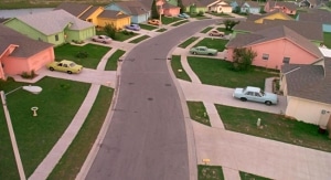 Neighborhood shot from Edward Scissorhands film, 1990