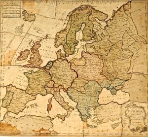 Europe Divided Into Its Kingdoms, jigsaw puzzle, 1766, The Strong, Rochester, New York. John Spilsbury, a map maker in London, England in the 1760s, was the first to commercialize jigsaw puzzle making. Spilsbury pasted his maps onto thin mahogany boards, then used a handheld fret saw with a very fine blade to cut them into pieces along political boundaries. He marketed these “dissected maps” as educational playthings to aristocrats whose children needed to learn geography—vital preparation for their future roles in governing the British Empire. Spilsbury's 1766 “Europe Divided Into Its Kingdoms” is believed to be the earliest jigsaw puzzle in existence.