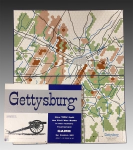 In 1961, Avalon Hill founder Charles Roberts changed game design by switching his game Gettysburg from a square grid design to a hex design, introducing hexes to commercial wargaming. Gettysburg Civil War Battle Game, The Avalon Hill Company. 