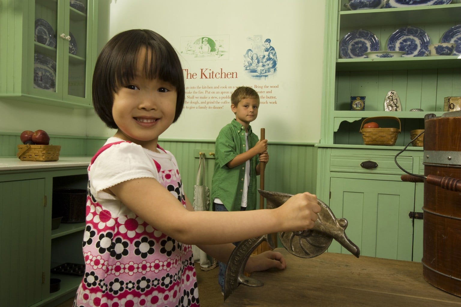 Kids in historic kitchen