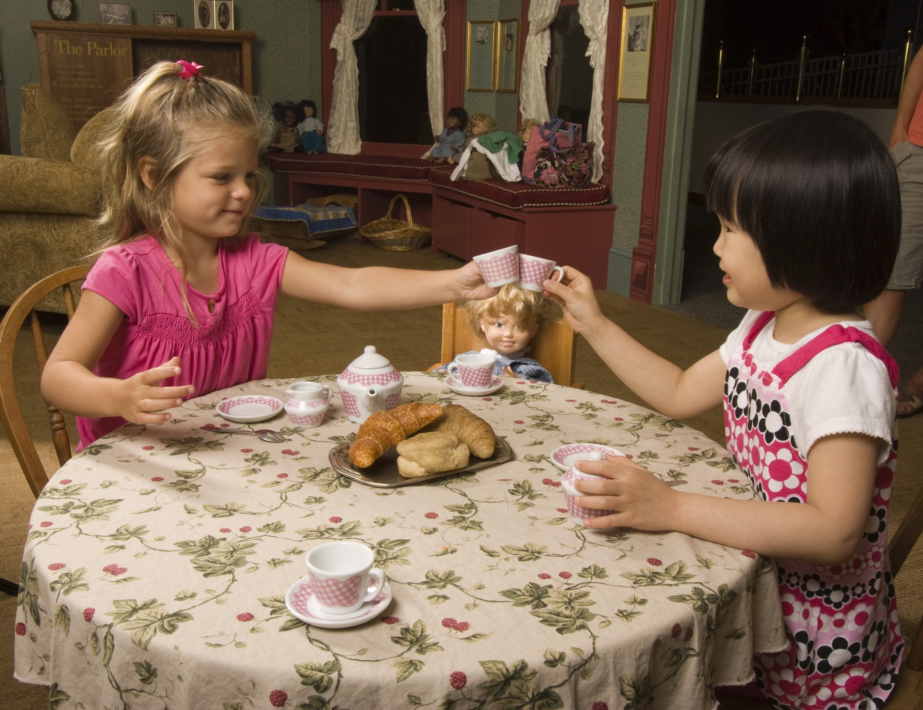 Girls having a tea party