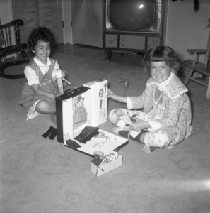 Patty and Debbie Aiello and Barbie Doll, 1962, gift of Carolyn Reno in memory of Tom and Nan Reno. The Strong, Rochester, New York. 