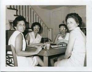 Photograph of women playing Mahjong, 1957, gift of Lauren Lean. The Strong, Rochester, New York.