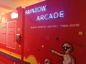 Rainbow Arcade exhibit opening (December 2018). Photo courtesy of Adrienne Shaw.