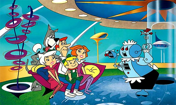 Rosie from 'The Jetsons' taking a family photo