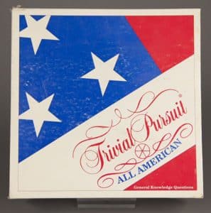 Trivial Pursuit, All American Edition, 1993. Gift of Andrew Cosman and Mary Valentine. The Strong, Rochester, New York.