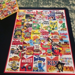 Assembled General Mills cereal box jigsaw puzzle,photograph courtesy of the author.