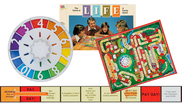 The Game of Life board game artifacts