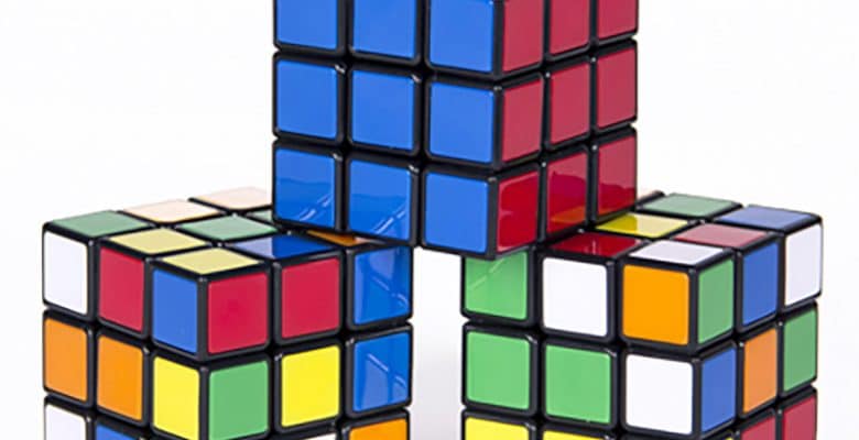 three rubik's cubes
