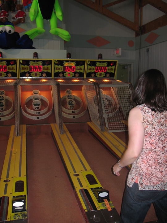 Lauren shows off her Skee Ball style…