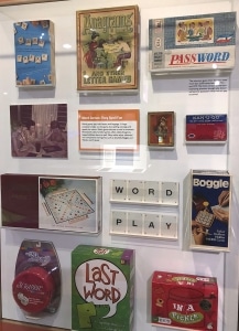 Assorted word games on display in Game Time! exhibit, The Strong, Rochester, New York