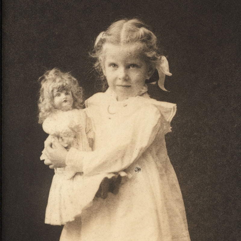 Margaret Woodbury as child with doll Mabel