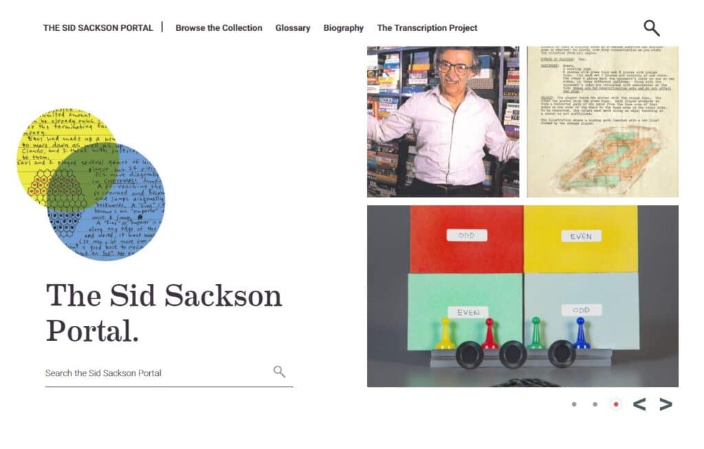 Homepage of The Sid Sackson Portal. 