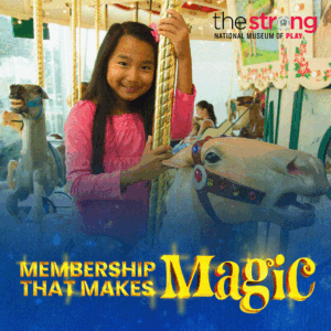 Membership that makes magic girl on carousel horse