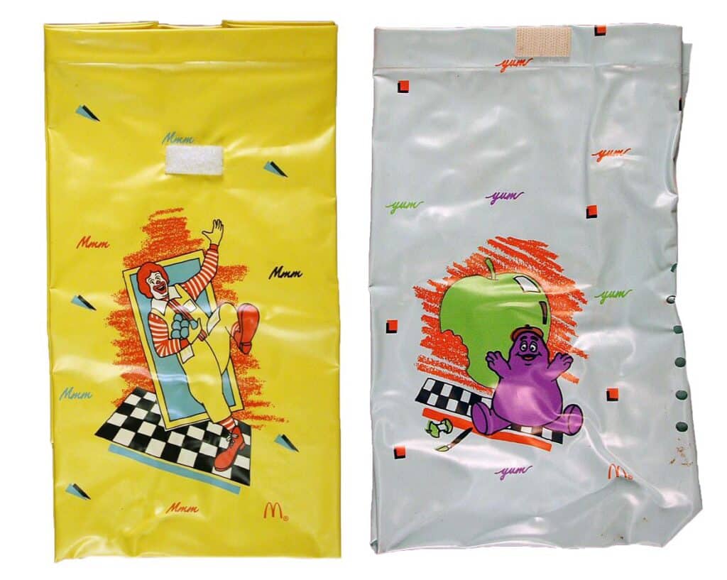 Lunch bag with McDonald’s Ronald McDonald and Grimace,1988, The Strong, Rochester, New York.