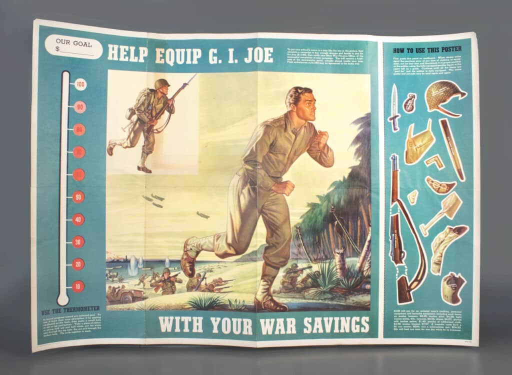 Poster, Help Equip G.I. Joe with Your War Savings, 1944. The Strong, Rochester, New York, Printed by U.S. Government Printing Office.