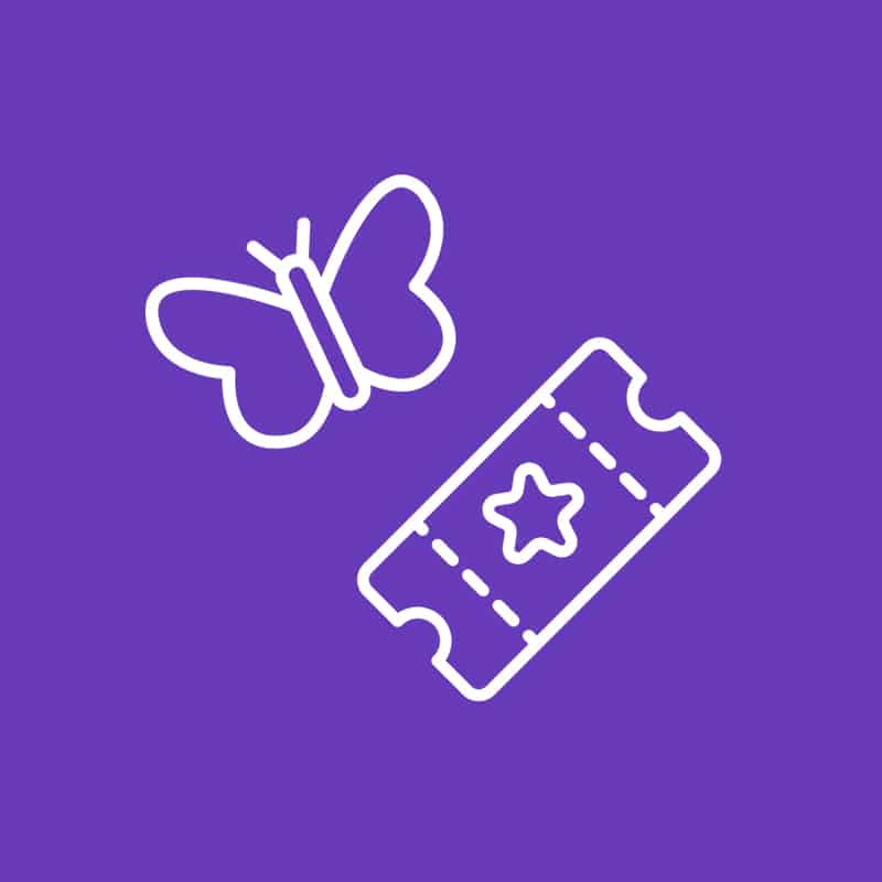 Admission ticket and buttefly garden icons