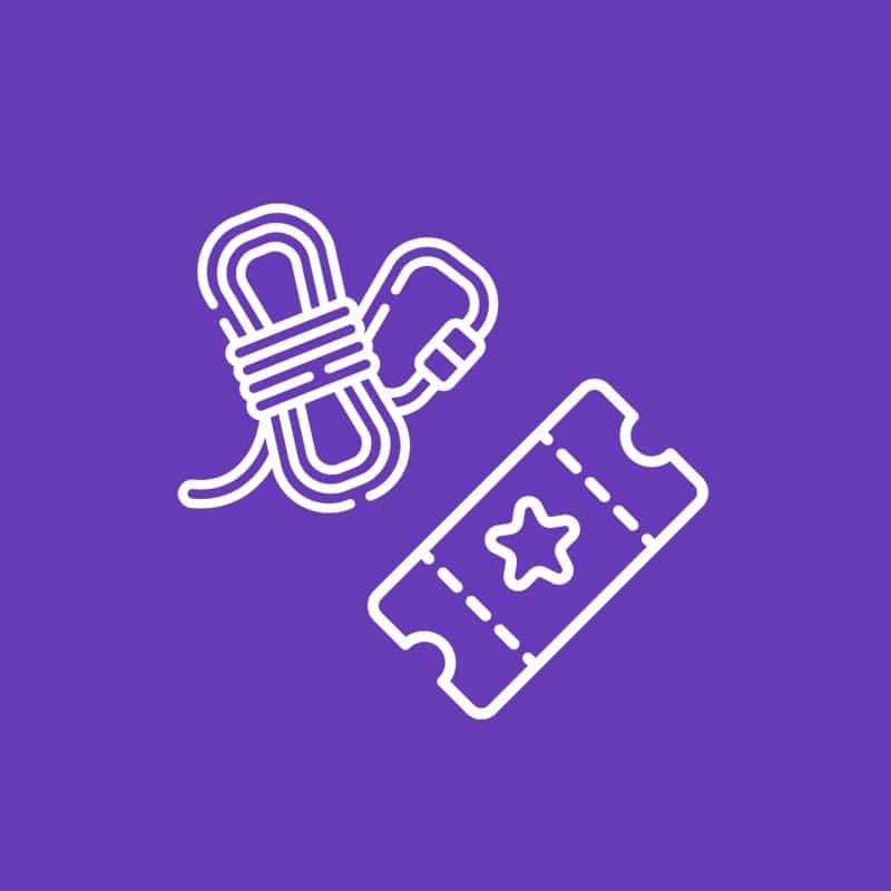Admissions ticket and ropes course icons