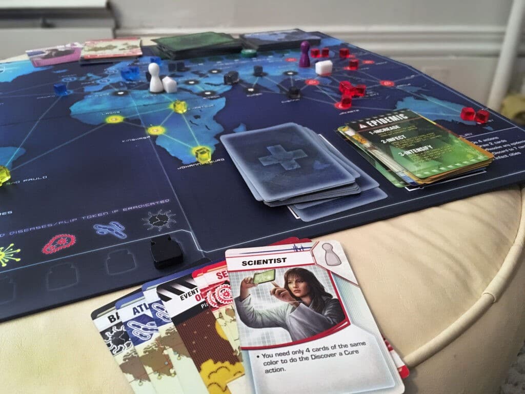 Close up on Pandemic Scientist Character Card and Board, 2022, courtesy of the author.