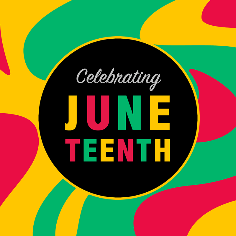 Celebrating Juneteenth colorful, Red, Green and Yellow flier