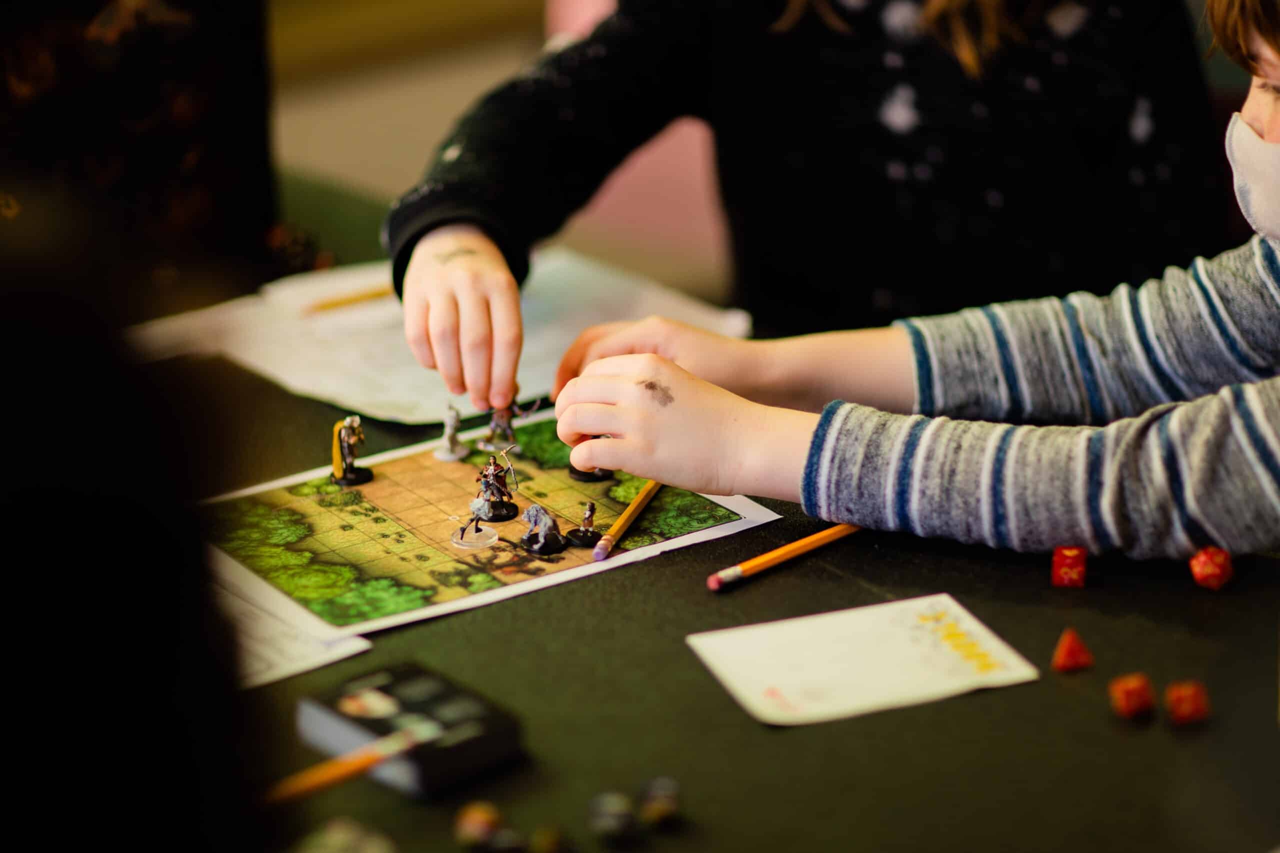 People playing Dungeons and Dragons in a group setting