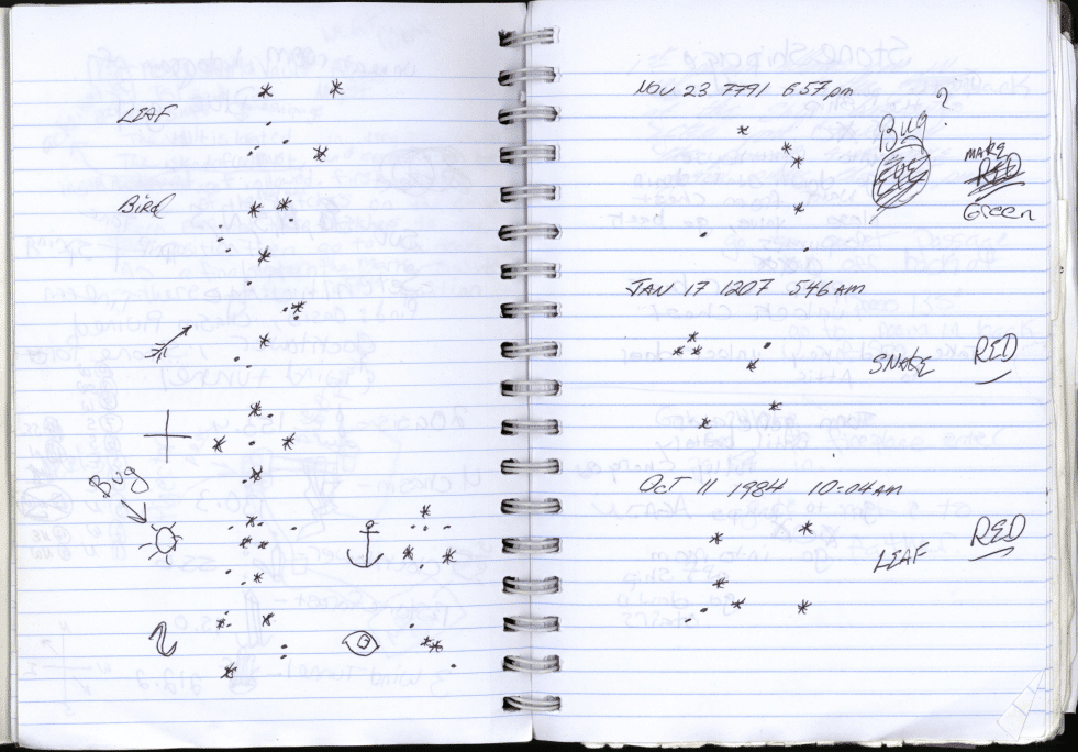 Notes from playing Myst, courtesy of the author.