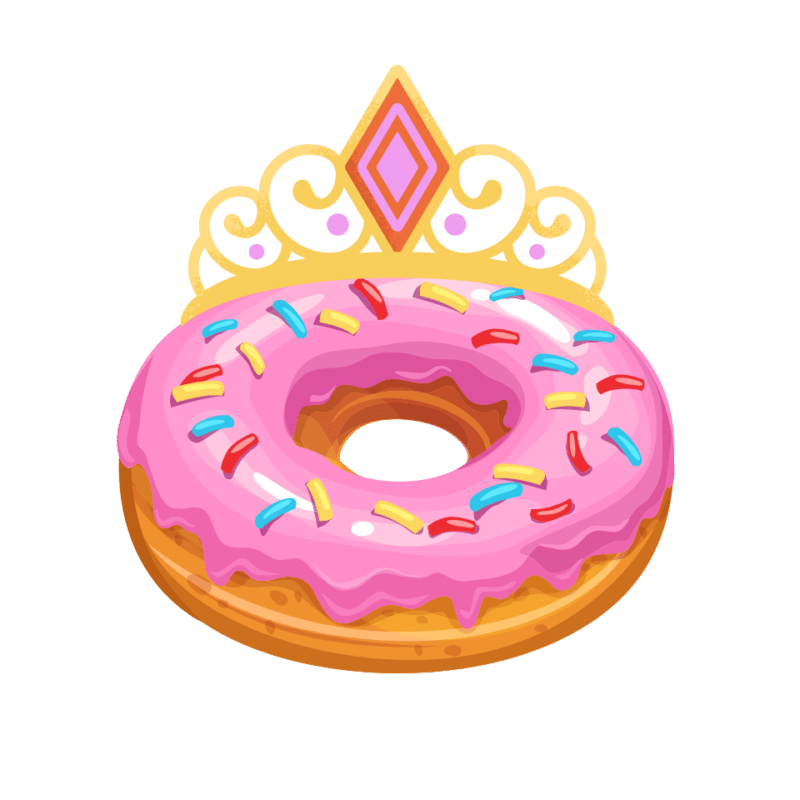 Pink donut with sprinkles with tiara