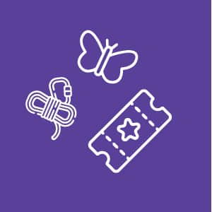Ticket package icon with butterfly and ropes course