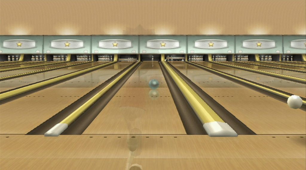 Image of Nintendo Wii Sports bowling screen capture of gameplay. The Strong, Rochester, New York. 