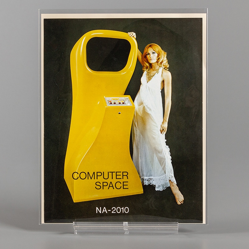 advertisement for computer space with model