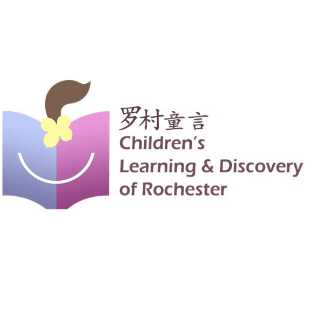 Smiling book logo with text that reads "Children's Learning & Discovery of Rochester