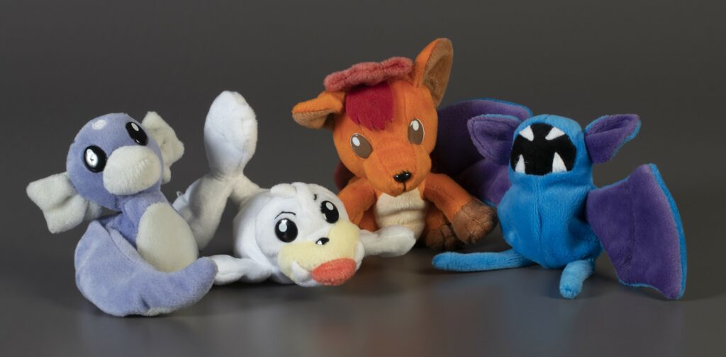 Image of Vulpix, Dratini, Seel, and Zubat, KFC Corporation, 1998, gift of the Vashon Island Campbells. The Strong National Museum of Play, Rochester, New York.