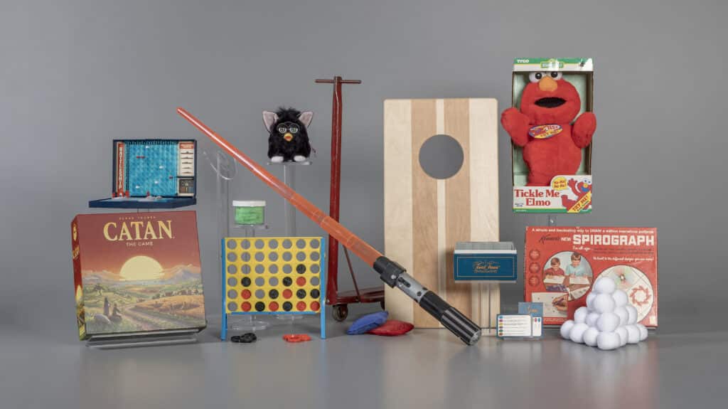 The 12 finalists for the National Toy Hall of Fame grouped together