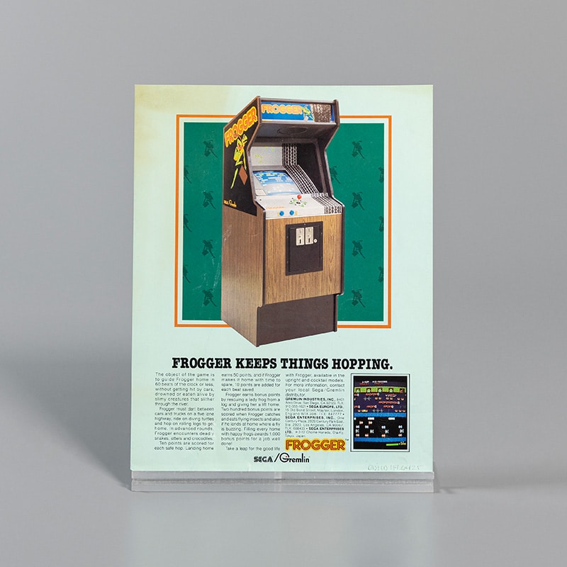 Frogger arcade game depicted in advertisement